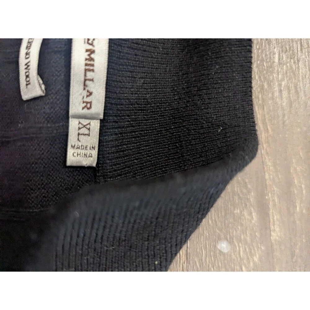 Peter Millar Mens Size XLarge 100% Italian Merino Wool Quarter Zip Black Sweater